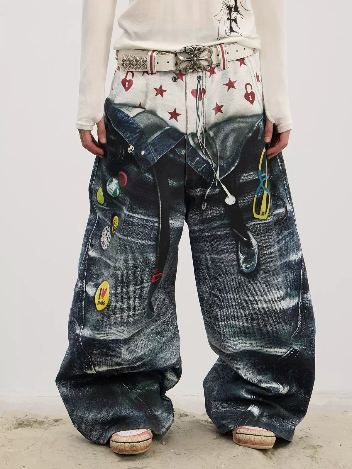 Y2K 00s Trompe-l'œil Double-Waist Baggy Jeans
