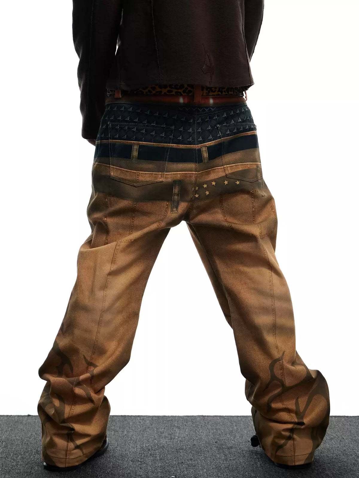 Pistol Print Double-Waistband Baggy Pants