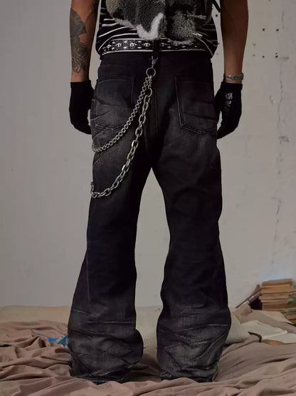 Scratch Marks Distressed Flared Jeans