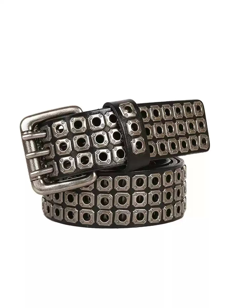 Triple Rivet Leather Belt&nbsp;