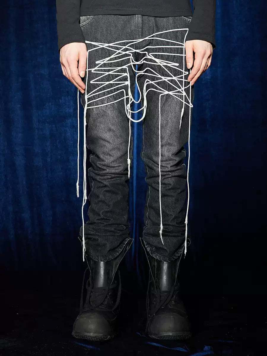 Crazy Shoelace Washed Jeans