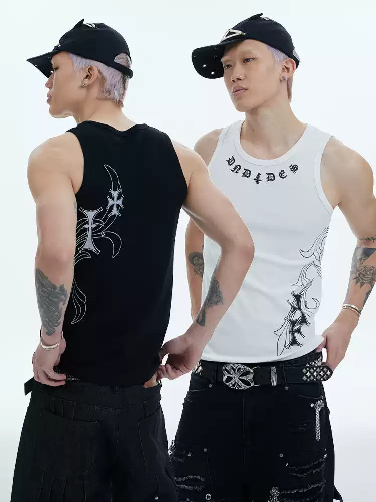 DND4DES Cross Side Graphic Tank Top
