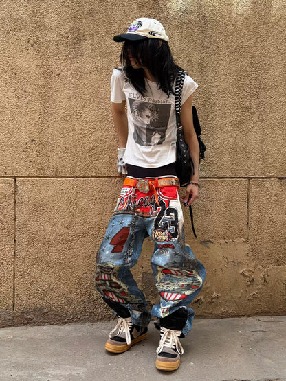 Bull Leopard Print Ripped Pants