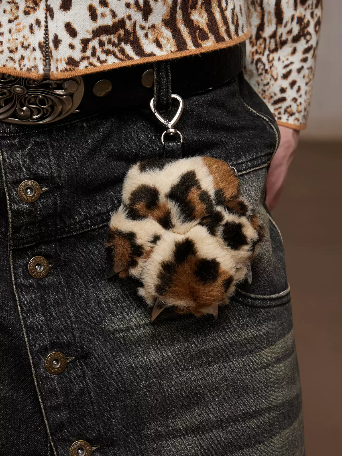 Faux Fur Leopard Paw Mini Bag