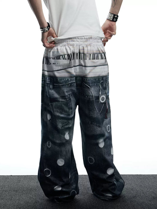 All-Over Print Tie Polka Dot Sweatpants