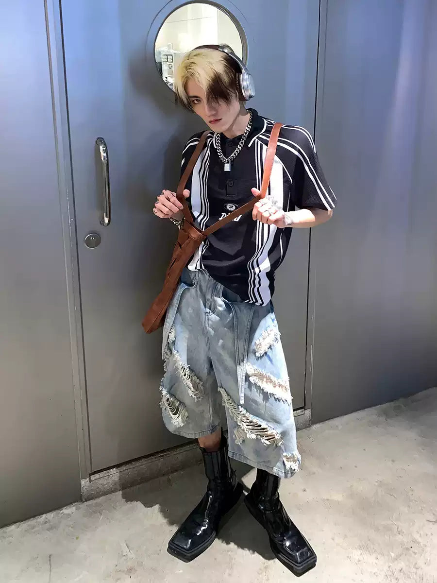 Heavily Destoryed Denim Shorts