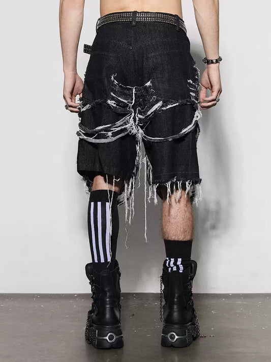 Heavily Distressed Denim Shorts
