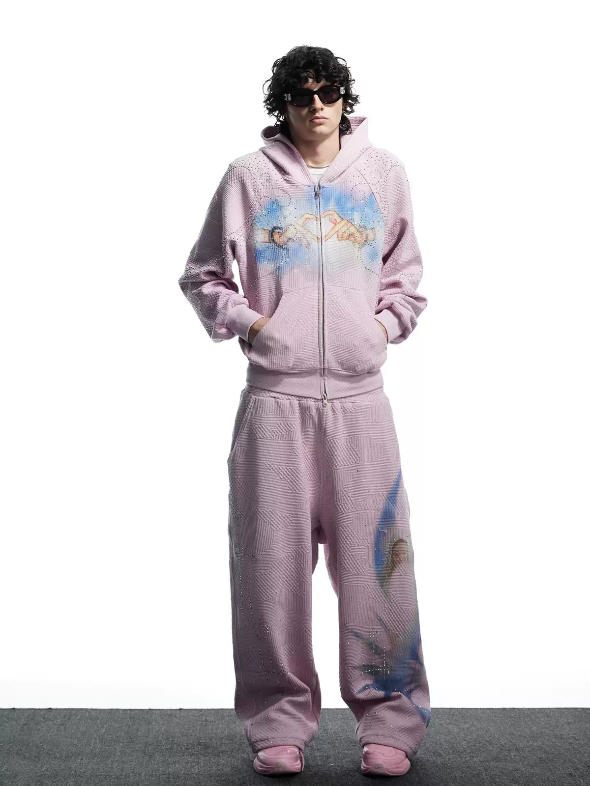 Rhinestone Dreamcore Graphic Hoodie & Sweatpants Set
