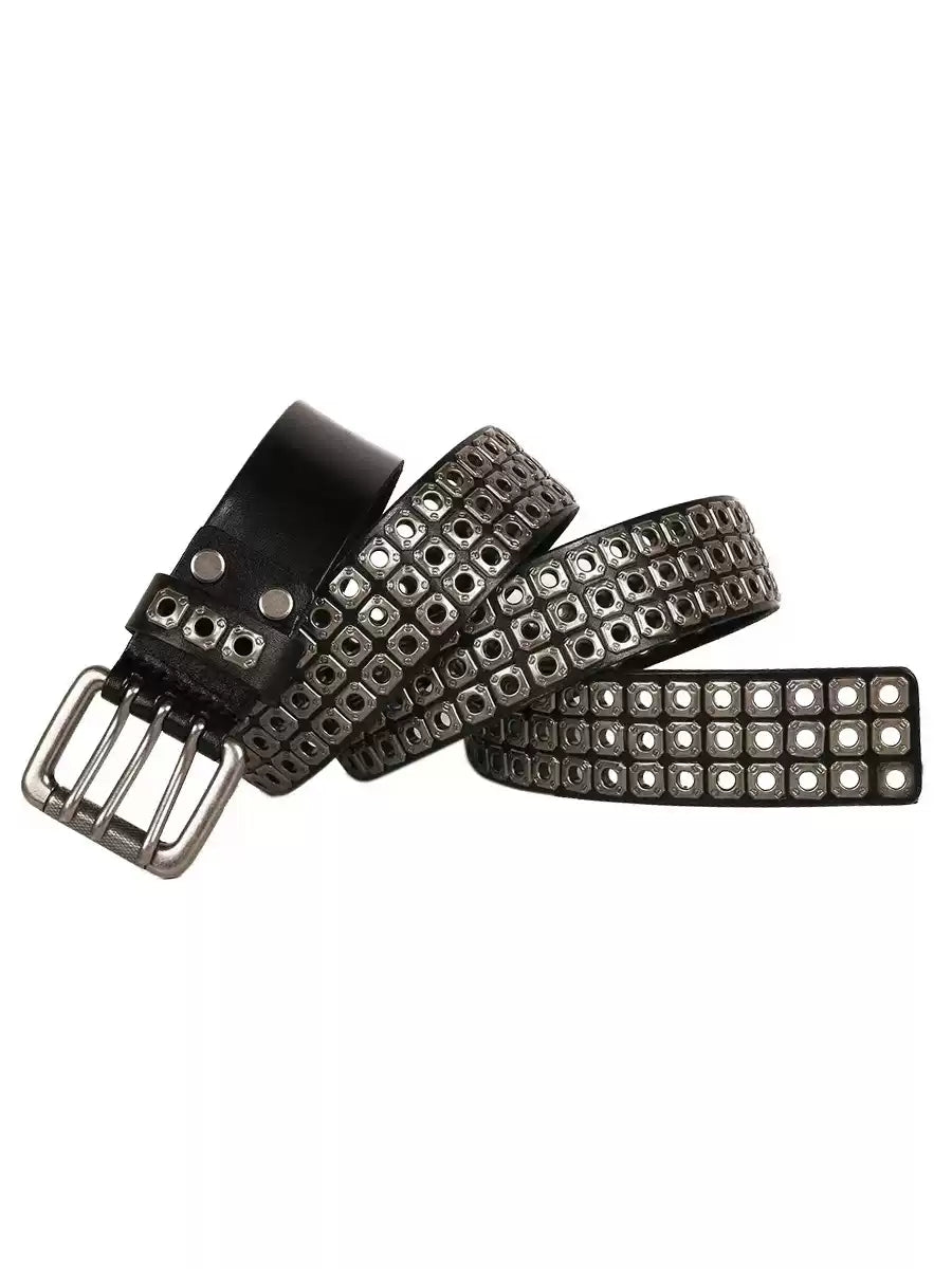 Triple Rivet Leather Belt&nbsp;