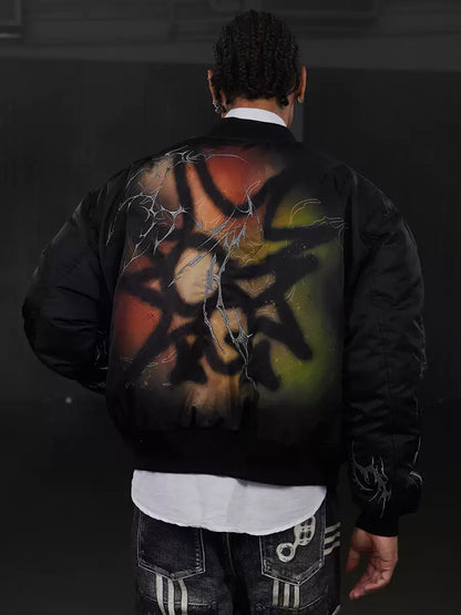 Graffiti Embroidered Huge Arms Bomber