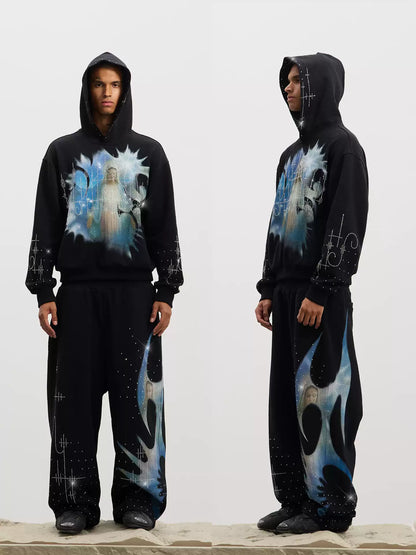 Rhinestone Dreamcore Graphic Hoodie & Sweatpants Set