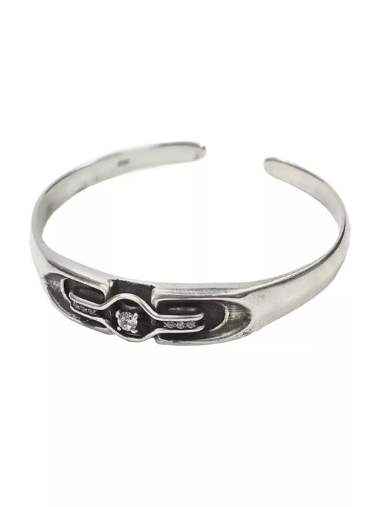 Diamond-Accent Honeysuckle Horseshoe Bangle Bracelet (s925)