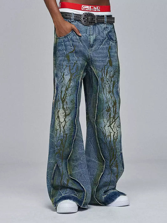 Painter Spliced Dirty Washed Jeans