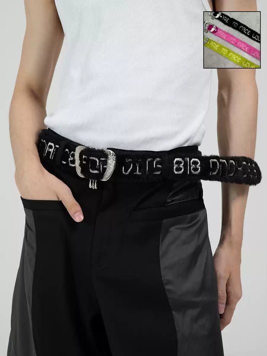 Multi Faux Fur Belt (pink)