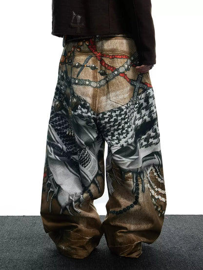 All-Over Print Bead Chain Pants