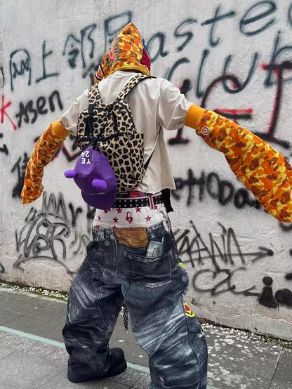 Y2K 00s Trompe-l'œil Double-Waist Baggy Jeans