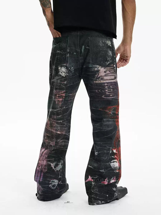 Multi-Pendant Cyber Toxin Three Waistband Printed Pants