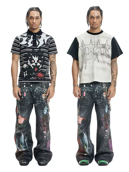 Multi-Pendant Cyber Toxin Three Waistband Printed Pants