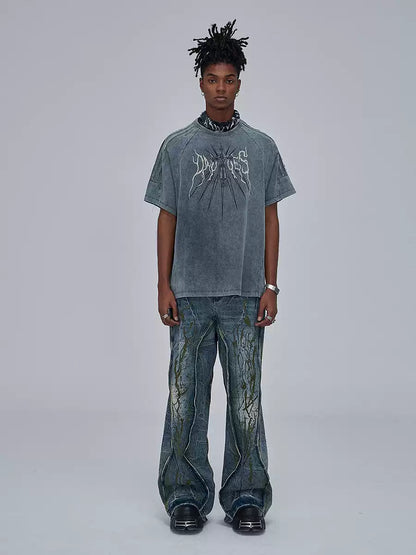 Painter Spliced Dirty Washed Jeans