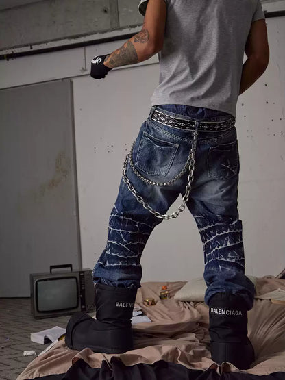 Knee Crease Washed Flared Jeans