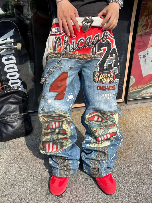 Bull Leopard Print Ripped Pants