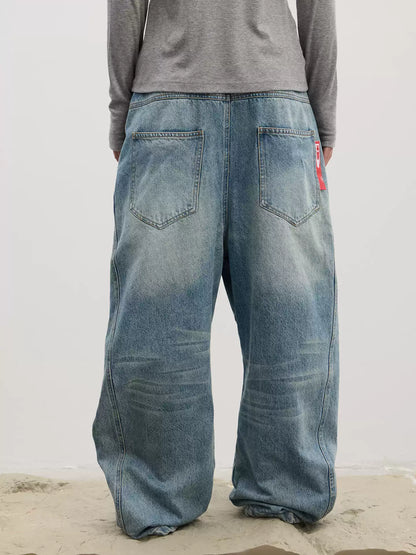 Asymmetrical Long Button Fly Curved-Blade Denim