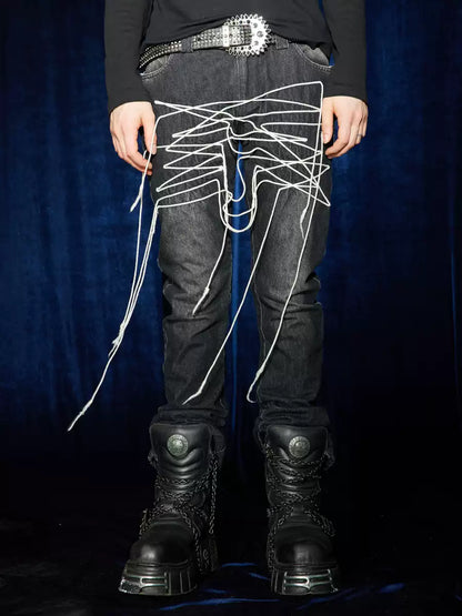 Crazy Shoelace Washed Jeans