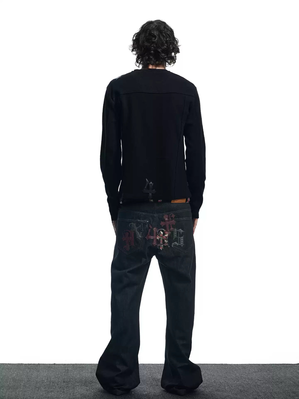 Camouflage Gothic Applique Raw Denim