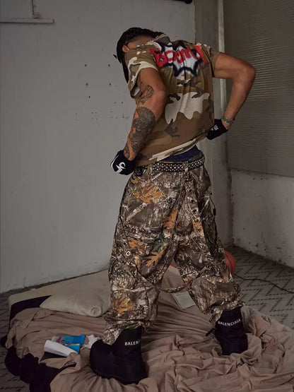 Camo Detachable Strapped Cargo Pants