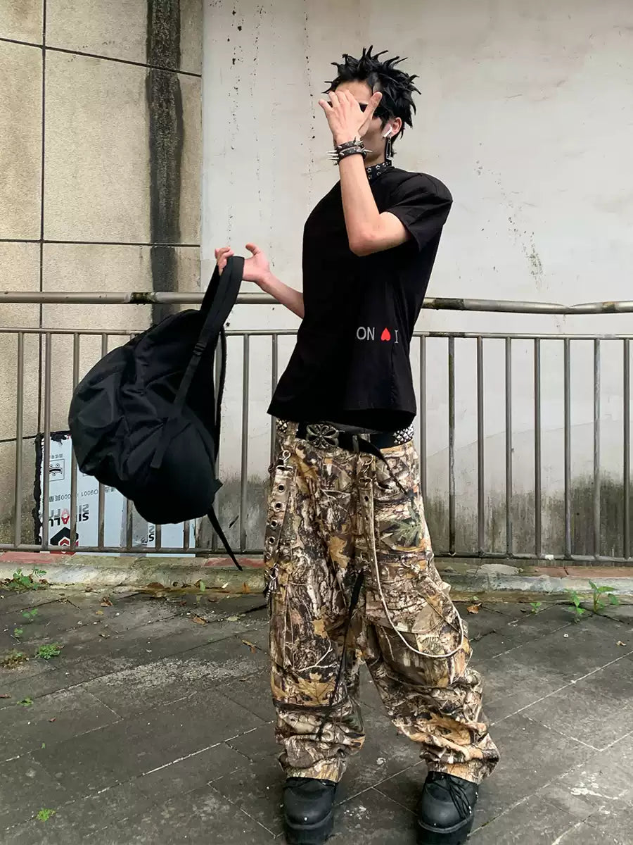 Camo Detachable Strapped Cargo Pants