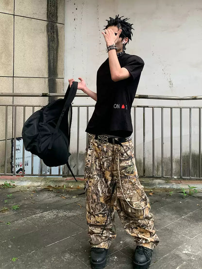 Camo Detachable Strapped Cargo Pants