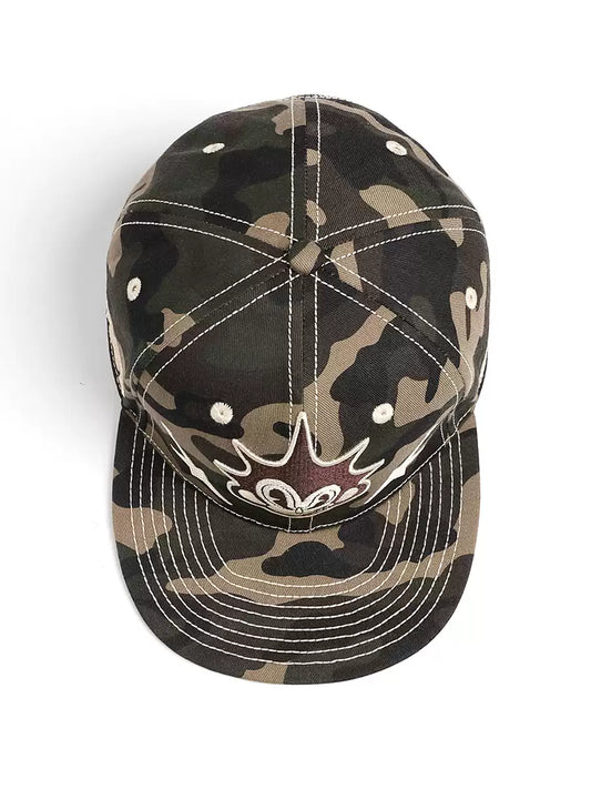 "D-alien" Camo Embroidered 6-Panel Strapback Cap
