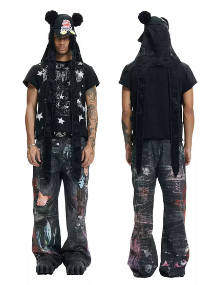 Multi-Pendant Cyber Toxin Three Waistband Printed Pants
