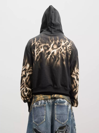 DND4DES “PREY” Leopard Embroidered Dual-Zip Up Hoodie