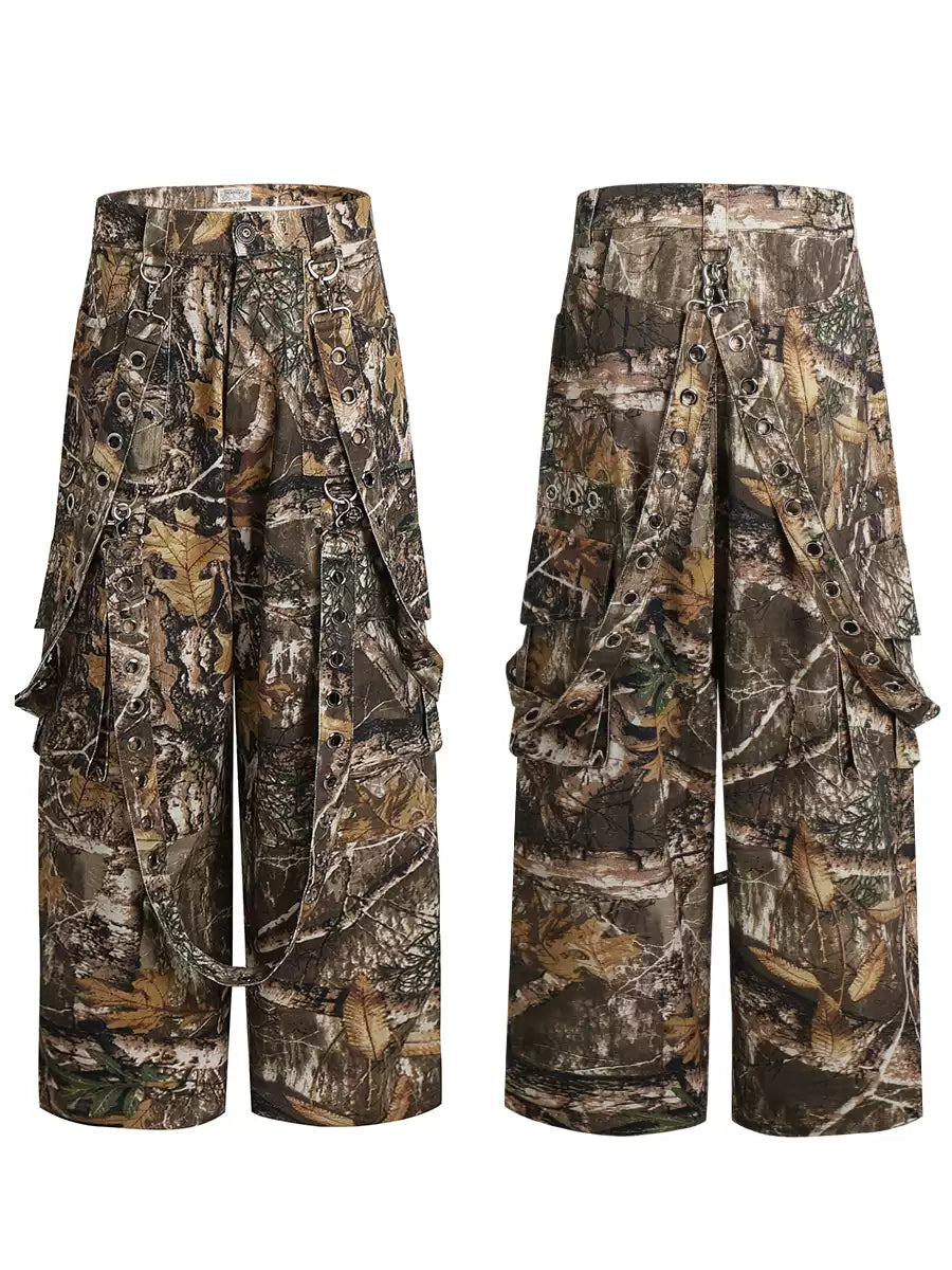 Camo Detachable Strapped Cargo Pants