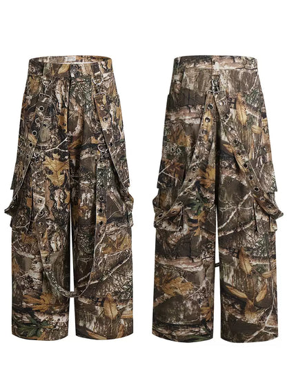 Camo Detachable Strapped Cargo Pants