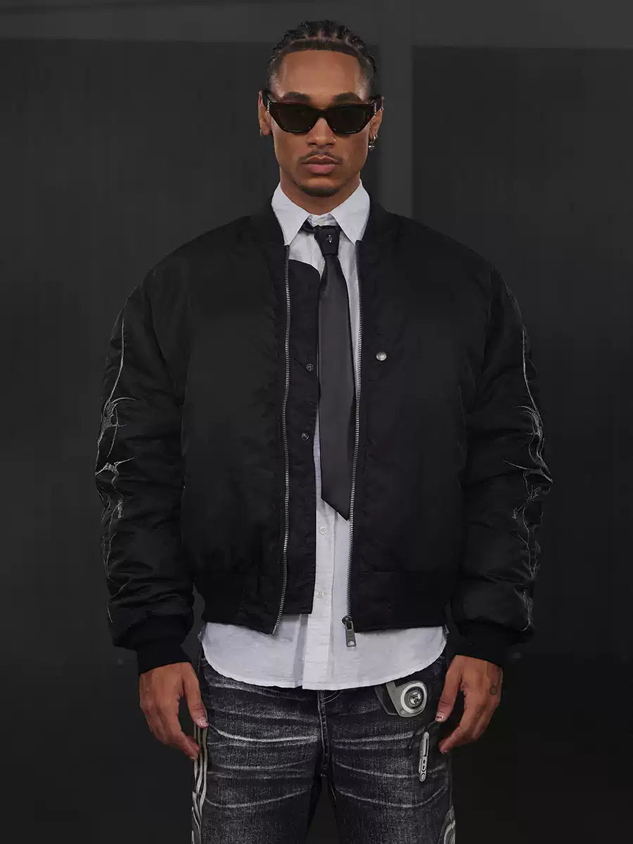 Graffiti Embroidered Huge Arms Bomber
