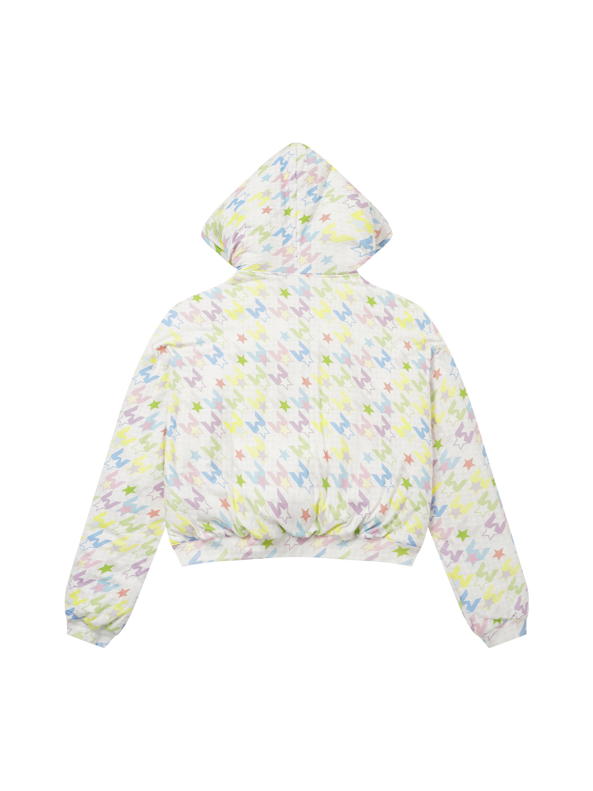 Pastel Houndstooth Hooded Padded Jacket