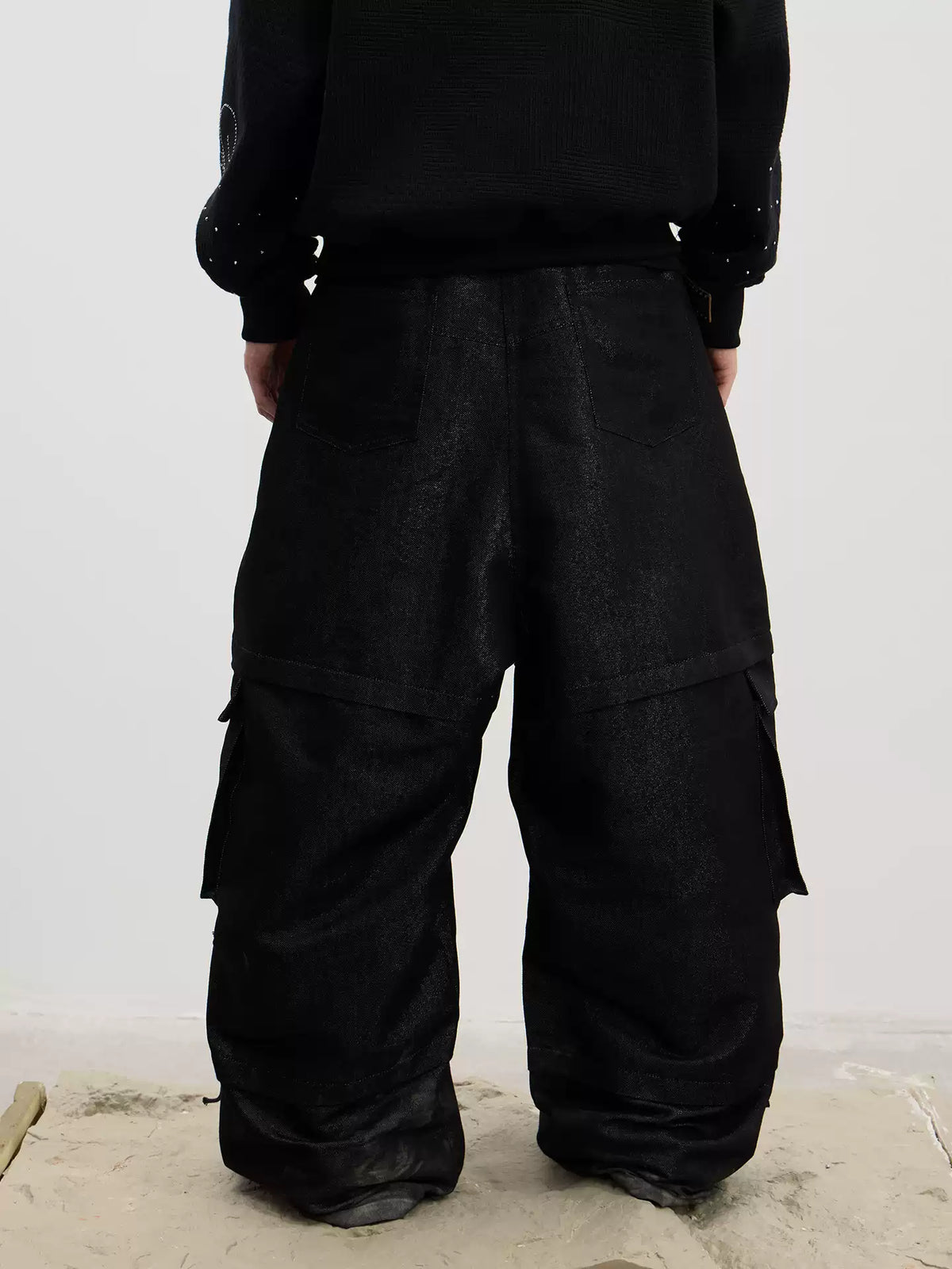 Coated Drawstring Ruched Cargo Pants - image 3 of 4