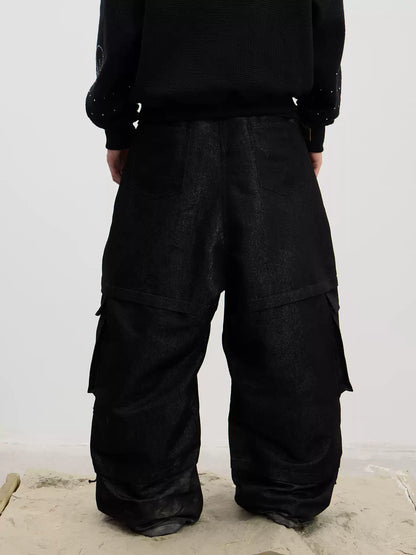 Coated Drawstring Ruched Cargo Pants - image 3 of 4