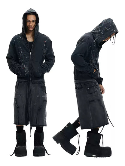 Deconstructed Double Waistband Logger Pocket 3/4 Pants - image 3 of 5