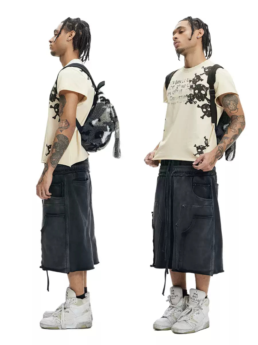 Deconstructed Double Waistband Logger Pocket 3/4 Pants - image 4 of 5
