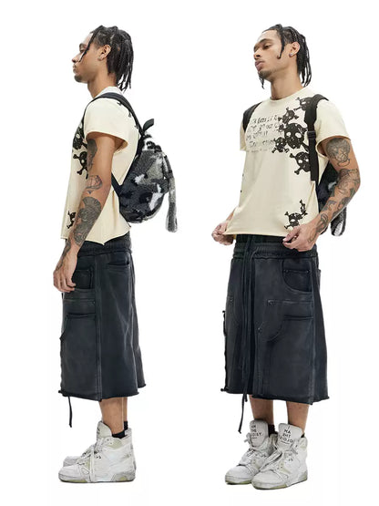 Deconstructed Double Waistband Logger Pocket 3/4 Pants - image 4 of 5