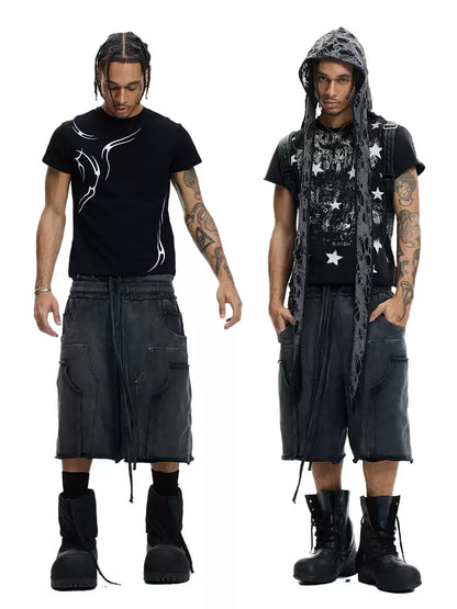 Deconstructed Double Waistband Logger Pocket 3/4 Pants - image 5 of 5