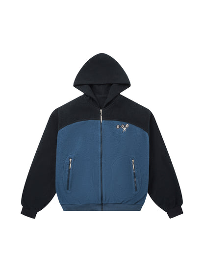 Colorblock Fleece Zip-Up Hoodie & Wide-Leg Sweatpants