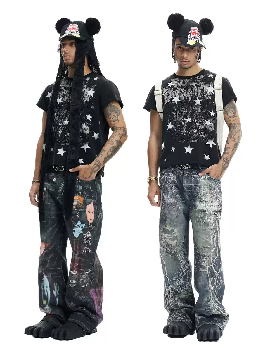 Faded Star Graphic Distressed Tee - image 3 of 5