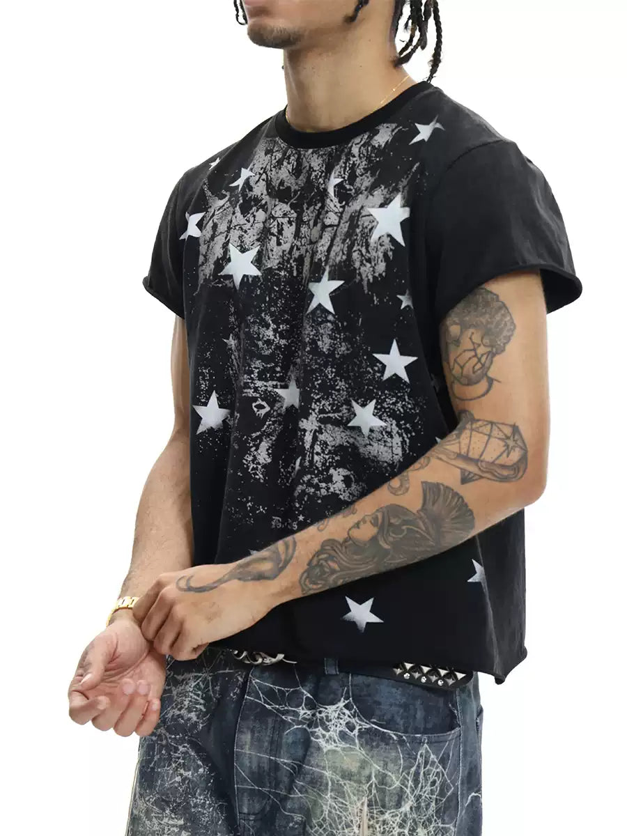 Faded Star Graphic Distressed Tee - image 4 of 5