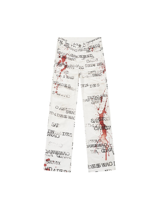 Graffiti Print Paint-Splatter Flared Jeans - image 1 of 5