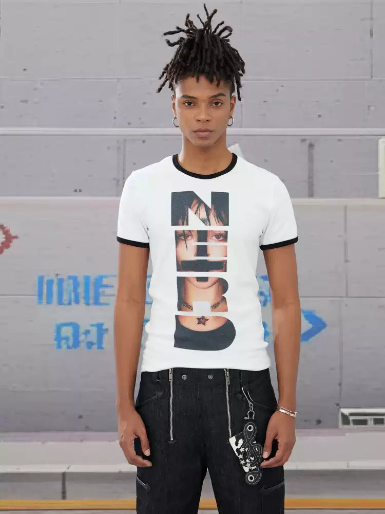NERD Gothic Portrait Slim Fit Ribbed Trim T-Shirt - image 1 of 2