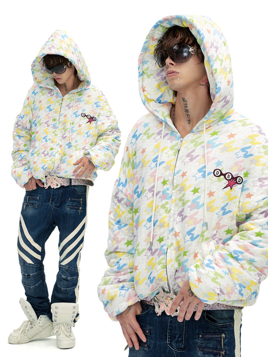 Pastel Houndstooth Hooded Padded Jacket - image 2 of 7